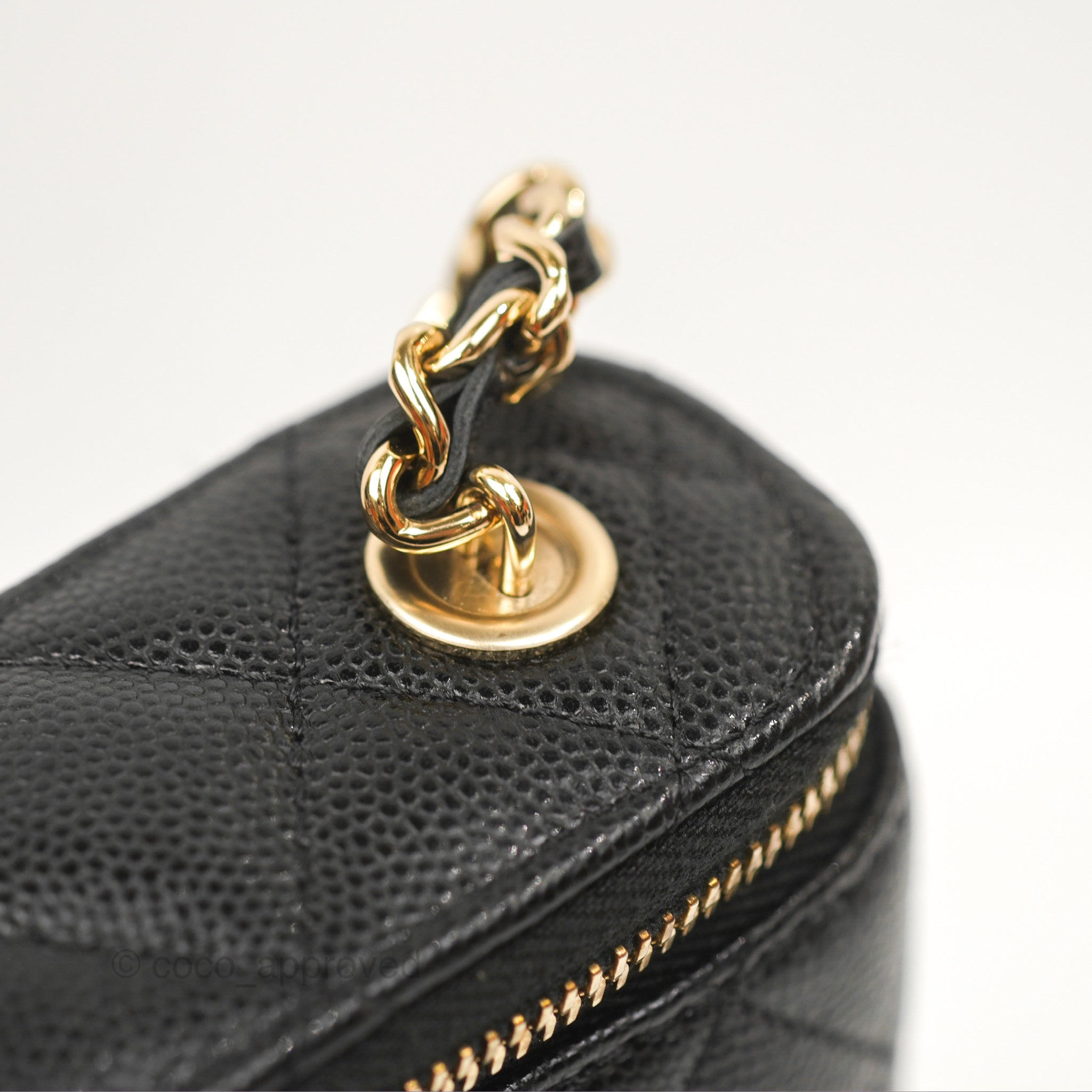 Chanel Classic Mini Vanity With Chain Black Caviar Gold Hardware
