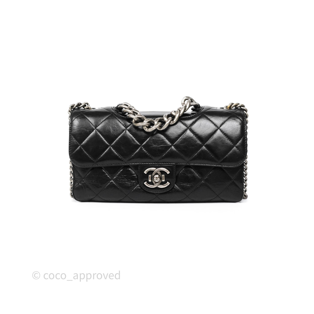 Chanel Perfect Edge Flap Black Glazed Calfskin Ruthenium Hardware