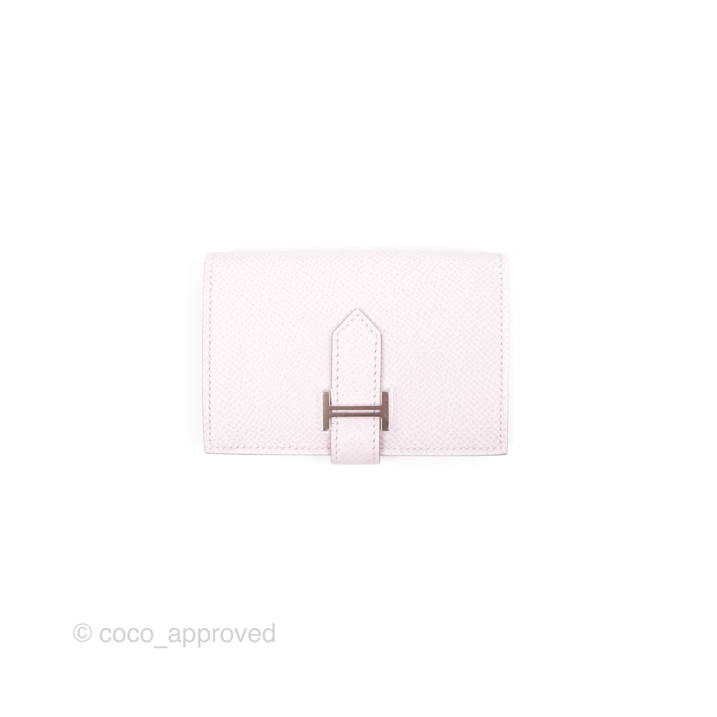 Hermes Bearn Card Holder Epsom Mauve Pale Palladium Hardware