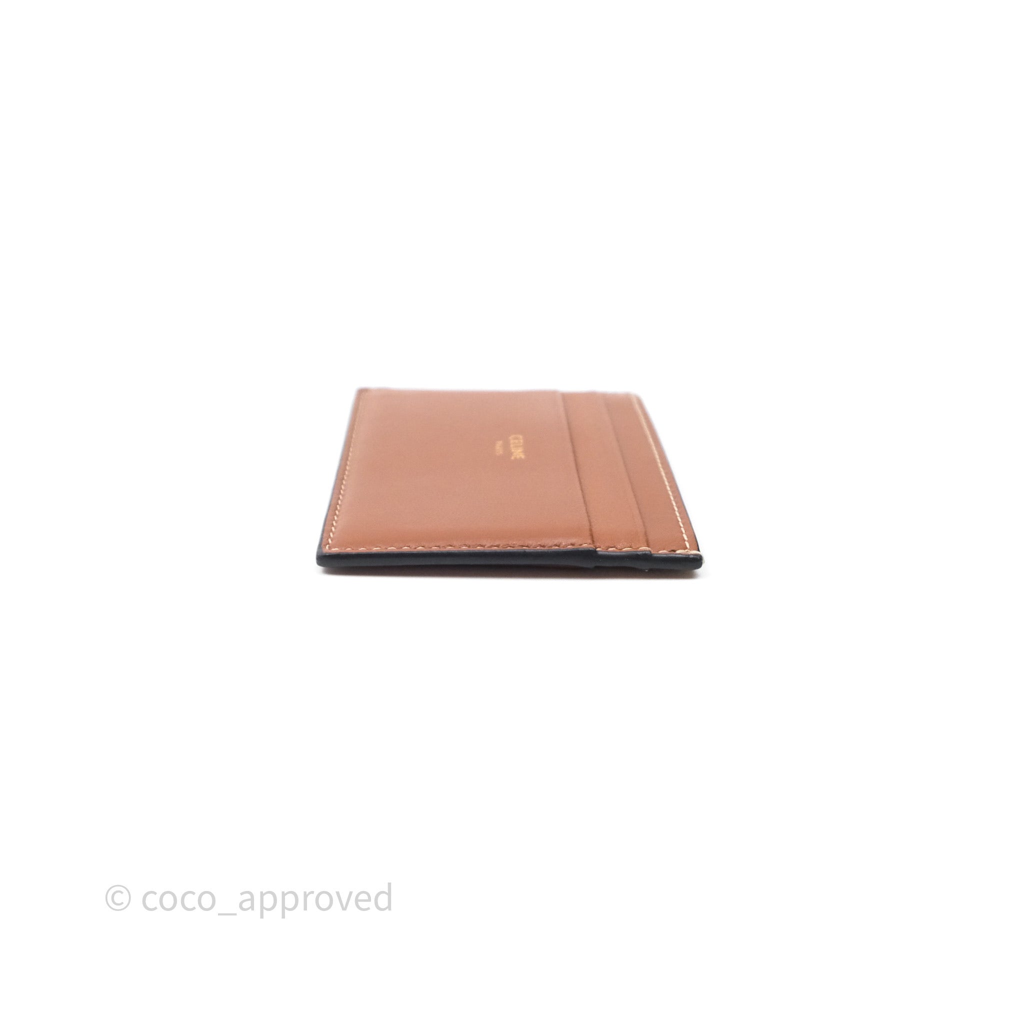 Celine Zipped Purse with Removable Card Holder in Tan Triomphe