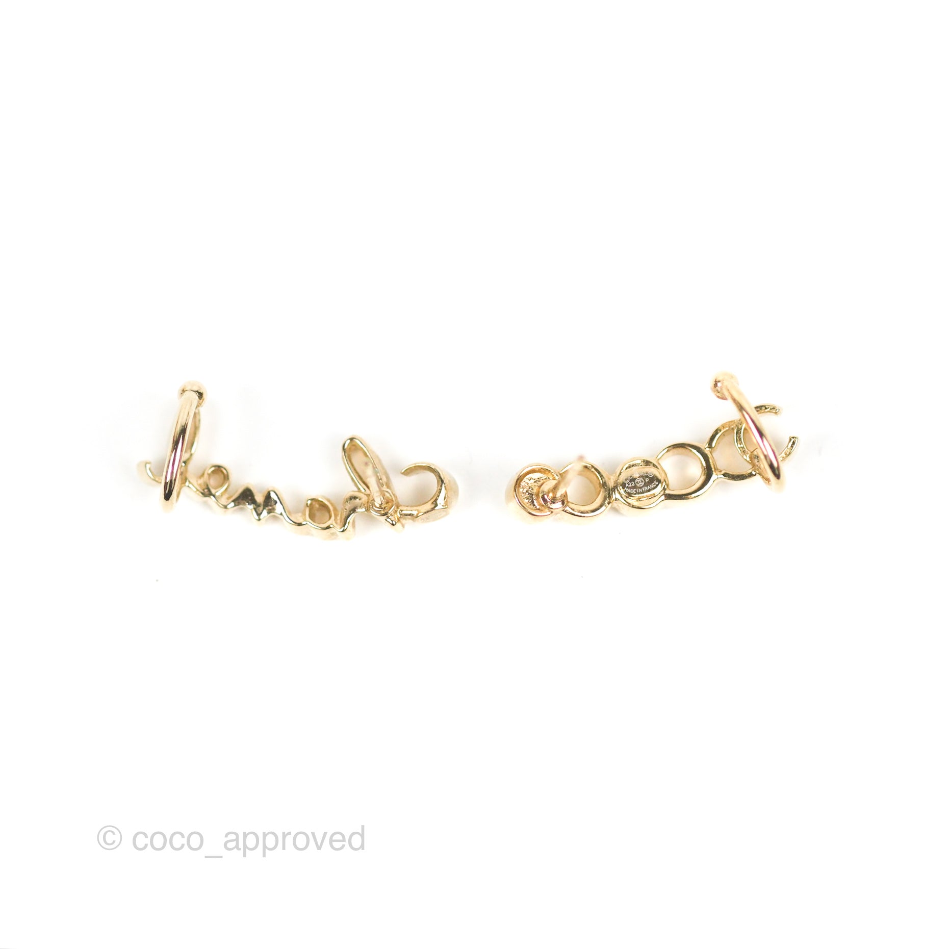 Chanel CC Coco Crystal Earrings Ear Cuff Gold Tone 22P – Coco