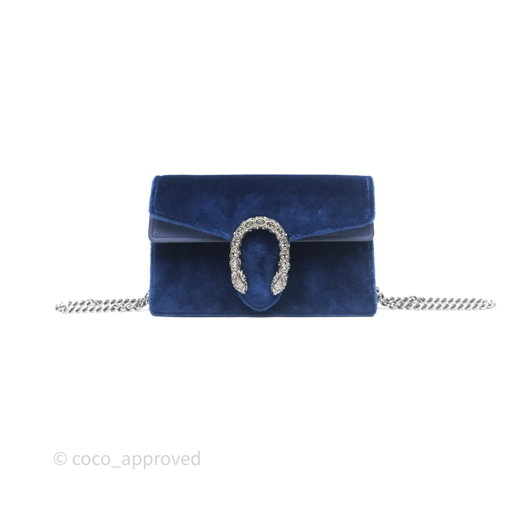 Gucci Super Mini Dionysus Crossbody Bag Royal Blue Velvet