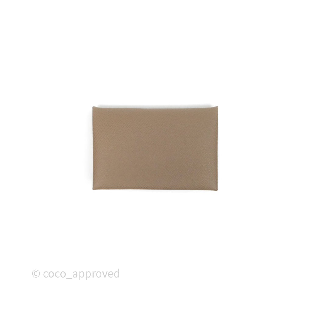 Hermès Calvi Card Holder Etoupe 18 Epsom