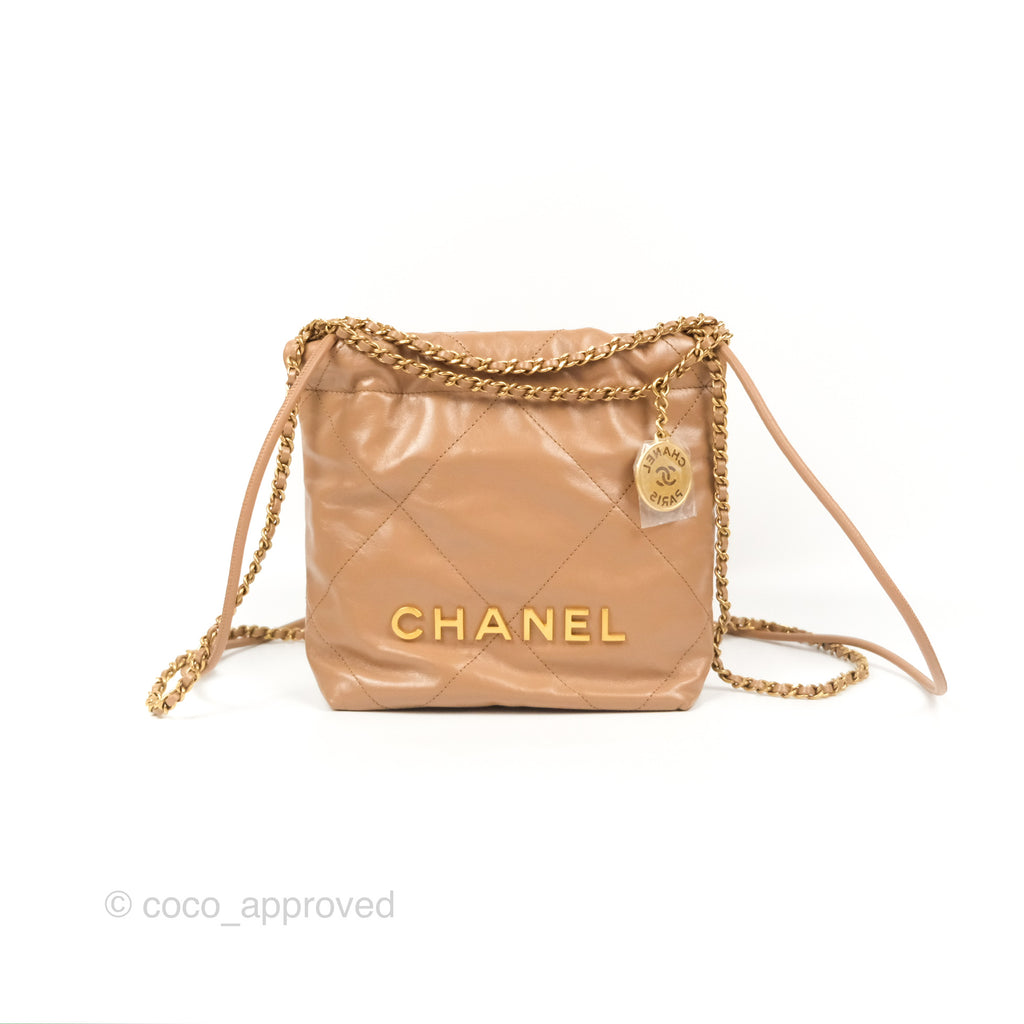 Chanel 22 Mini Bag Beige Shiny Calfskin