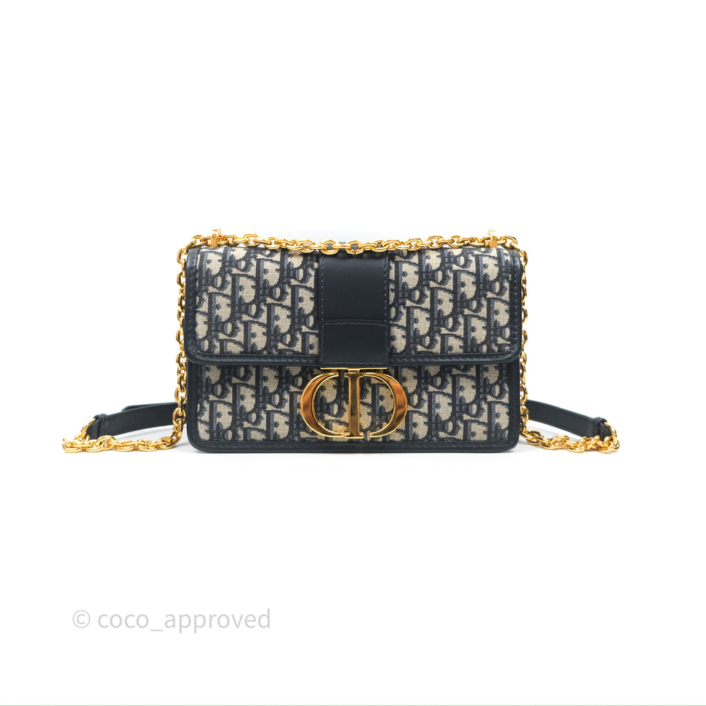 Christian Dior 30 Montaigne with Chain Blue Dior Oblique Jacquard