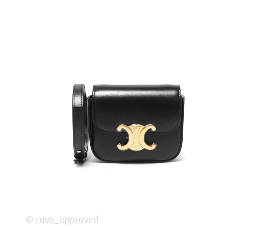 Celine Mini Claude Triomphe Bag Black Shiny Calfskin