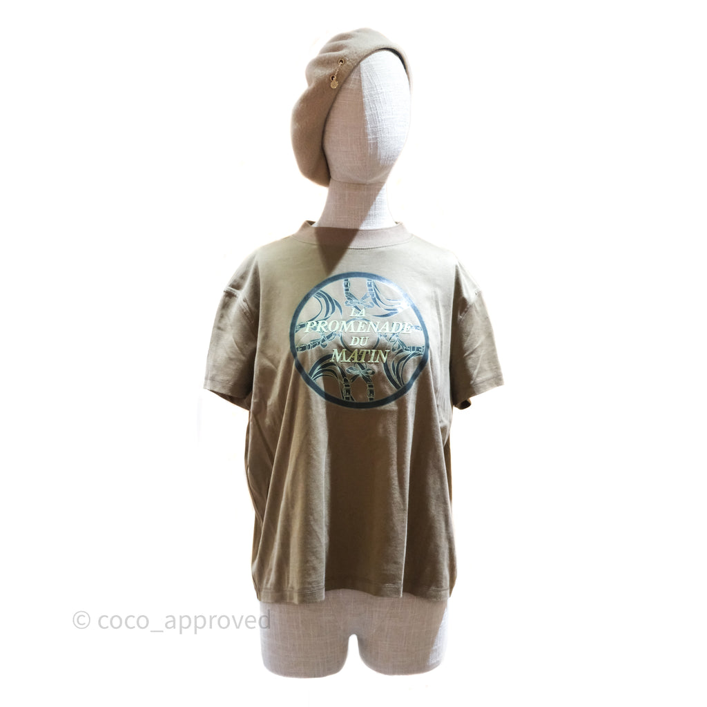 Hermès La Promenade du Matin T Shirt Khaki Size 36