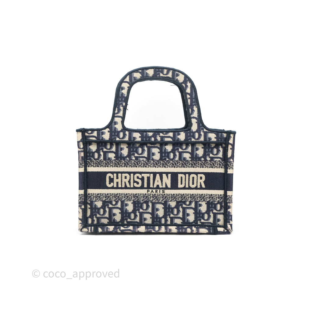 Dior Mini Book Tote Blue Oblique Canvas