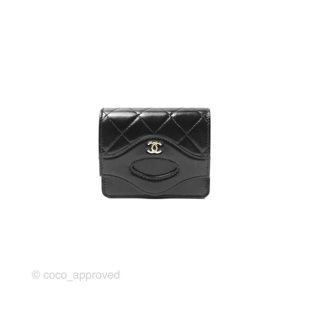 Chanel 31 Card Holder Shiny Black Calfskin Gold Hardware 24C