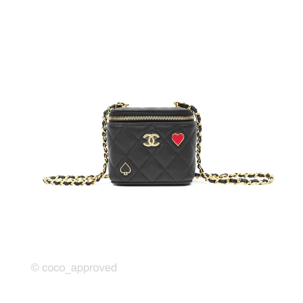 Chanel Mini Poker Vanity With Chain Black Caviar Gold Hardware