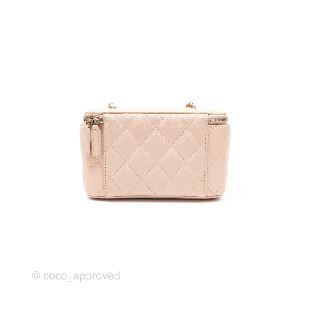 Chanel Vanity Rectangular With Chain Pink Caviar Gold Hardware