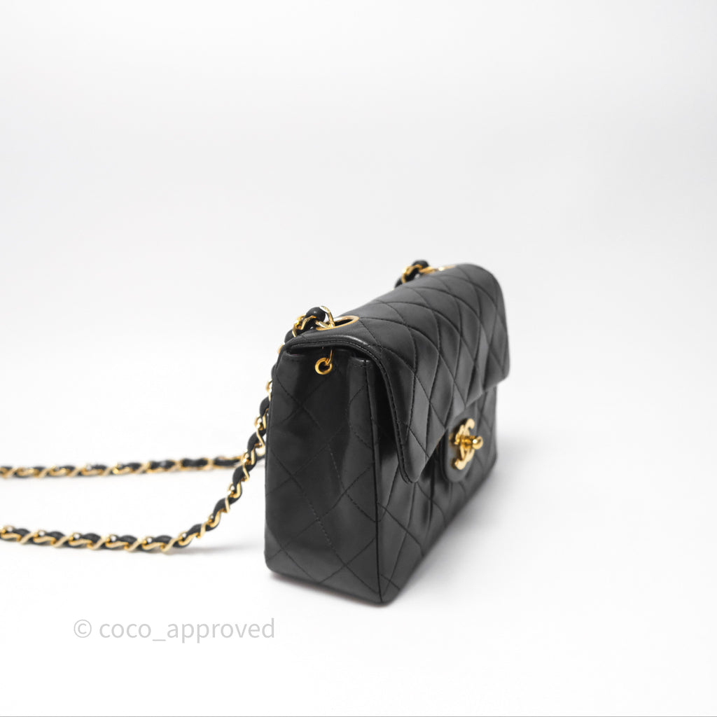 Chanel Vintage Mini Square Black Lambskin 24K Gold Hardware