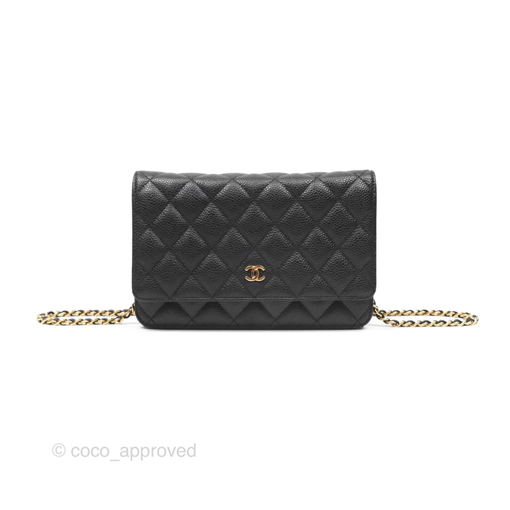 Chanel Classic Wallet On Chain WOC Quilted Black Caviar Gold Hardware