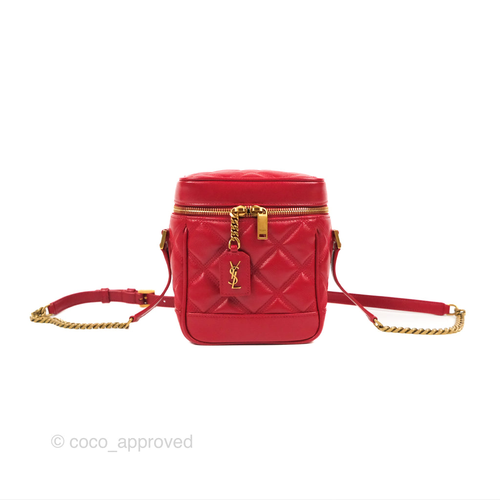 Saint Laurent 80's Vanity Bag Quilted Red Grained Calfskin