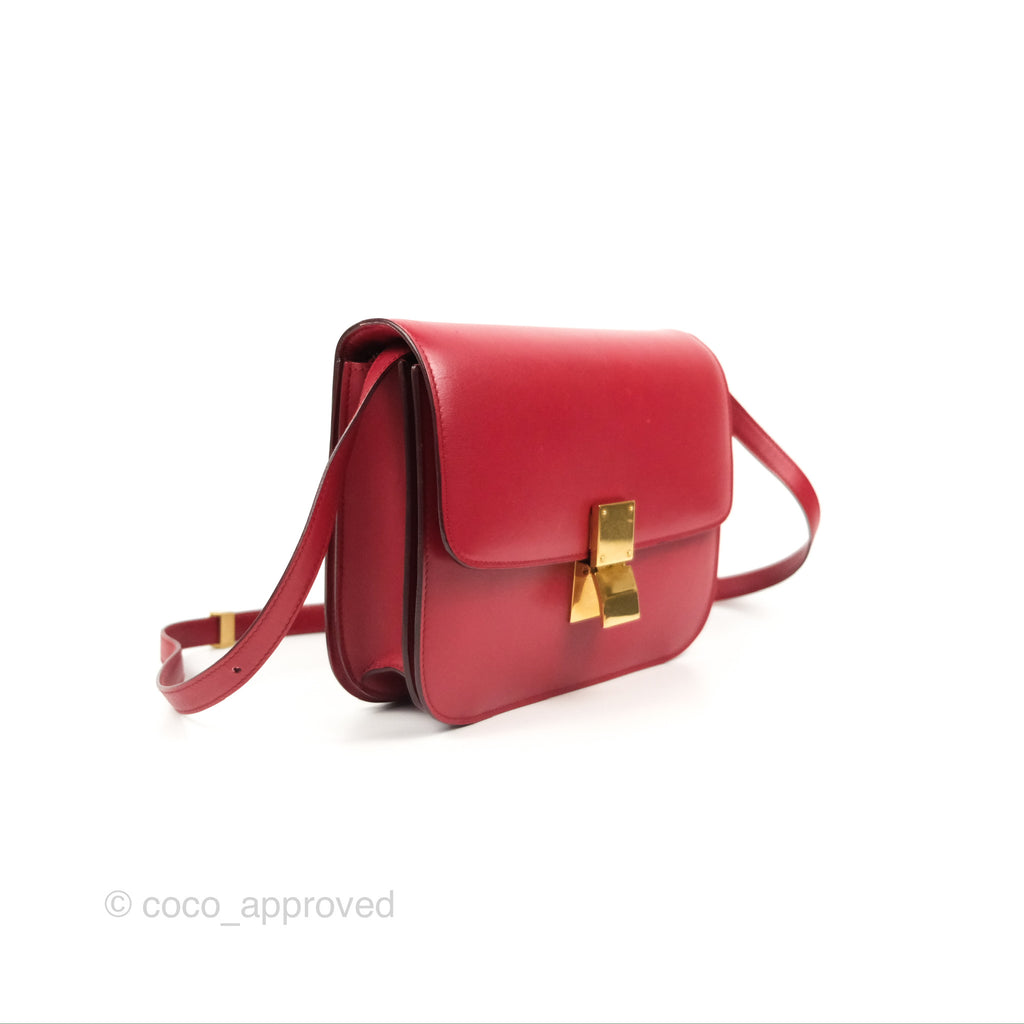 Celine Medium Classic Box Flap Red Calfskin – Coco Approved Studio