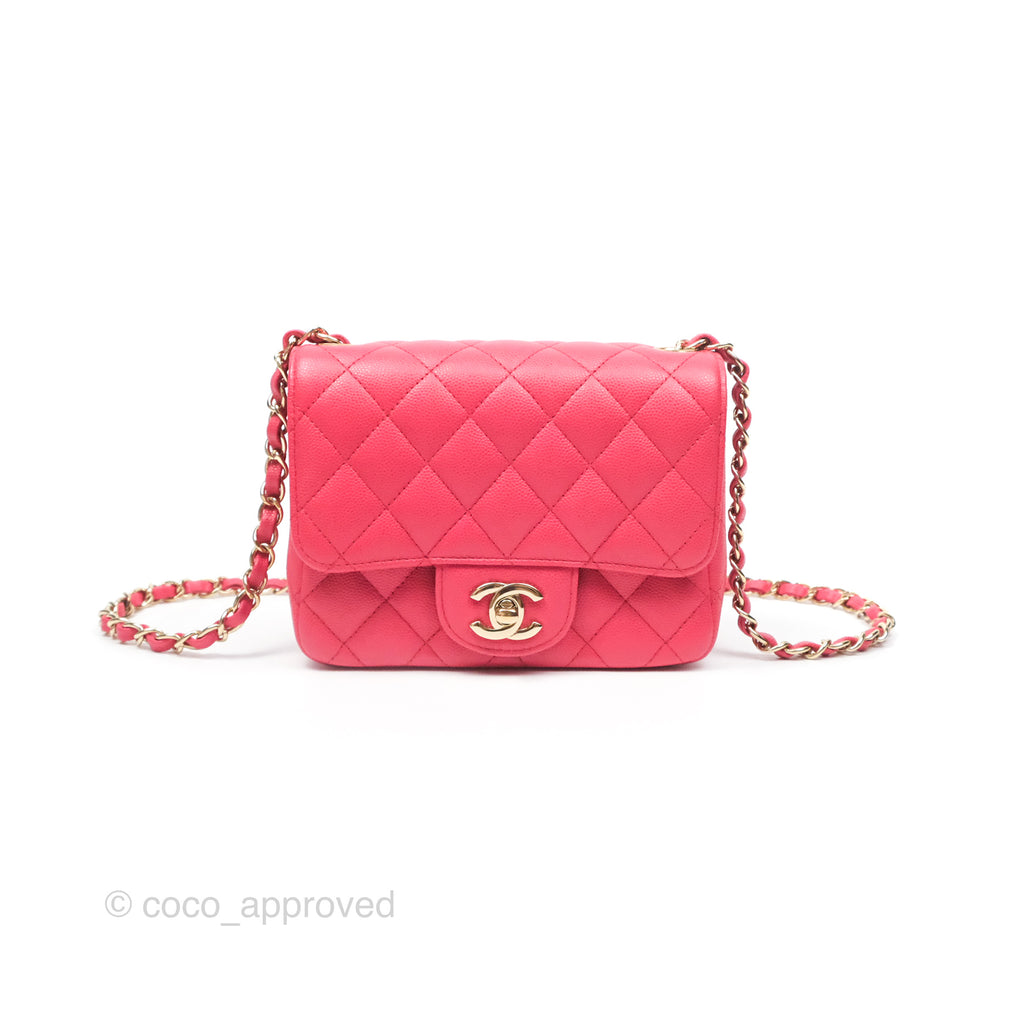 Chanel Mini Square Pink Caviar Gold Hardware 17C