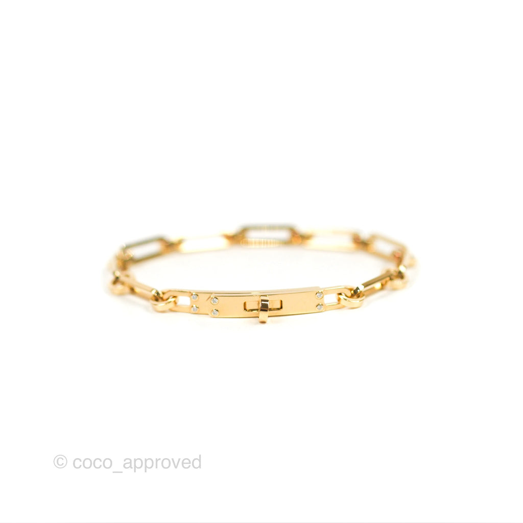 Hermès Kelly Chaine Bracelet 4 Diamond Gold Tone