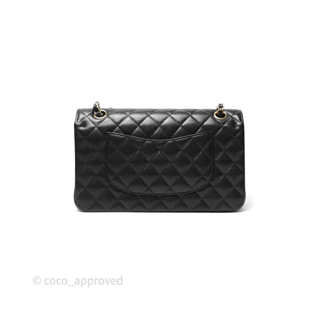 Chanel Classic M/L Medium Flap Quilted Black Caviar Gold Hardware