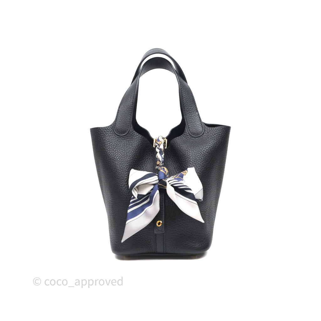 Hermès Picotin 18 Black Noir 89 Clemence Gold Hardware