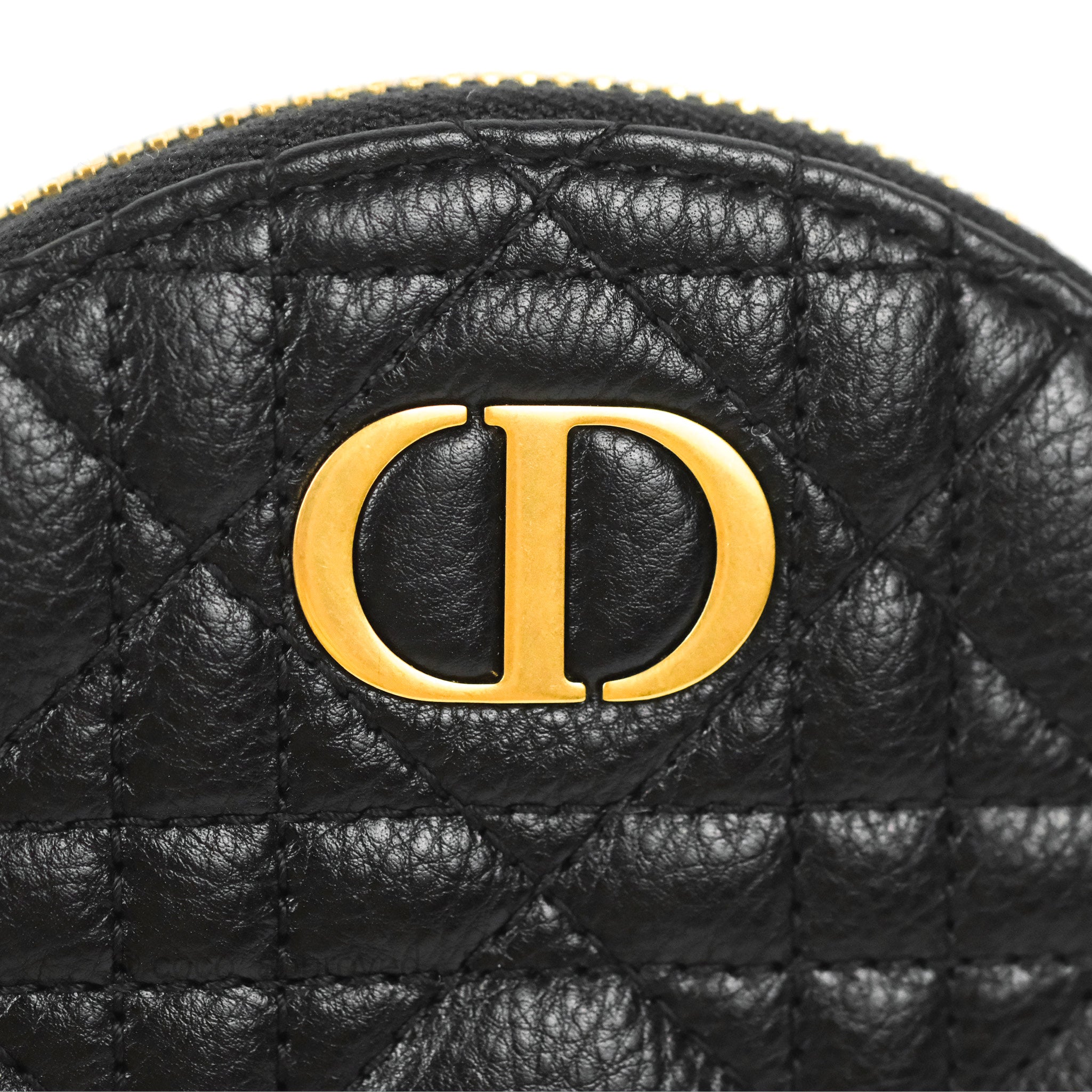 NEW DIOR CARO ROUND POUCH WITH CHAIN BLACK