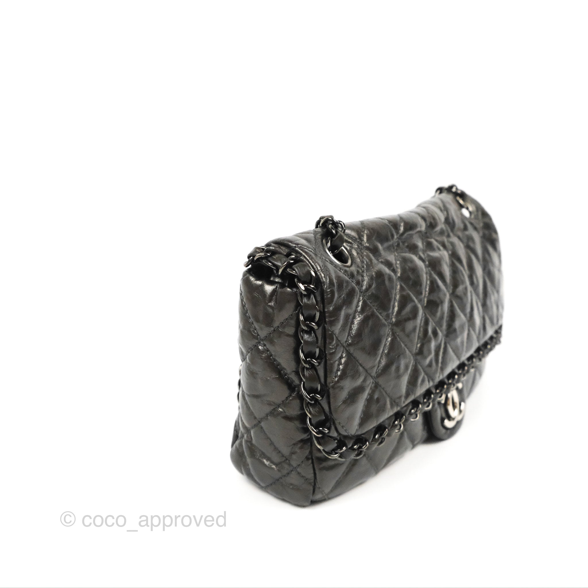 Chanel Gray-Black Jumbo Size Soft Bubble Quilt Flap Bag – Boutique