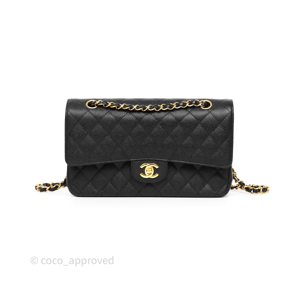 Chanel Classic M/L Medium Flap Quilted Black Caviar Gold Hardware
