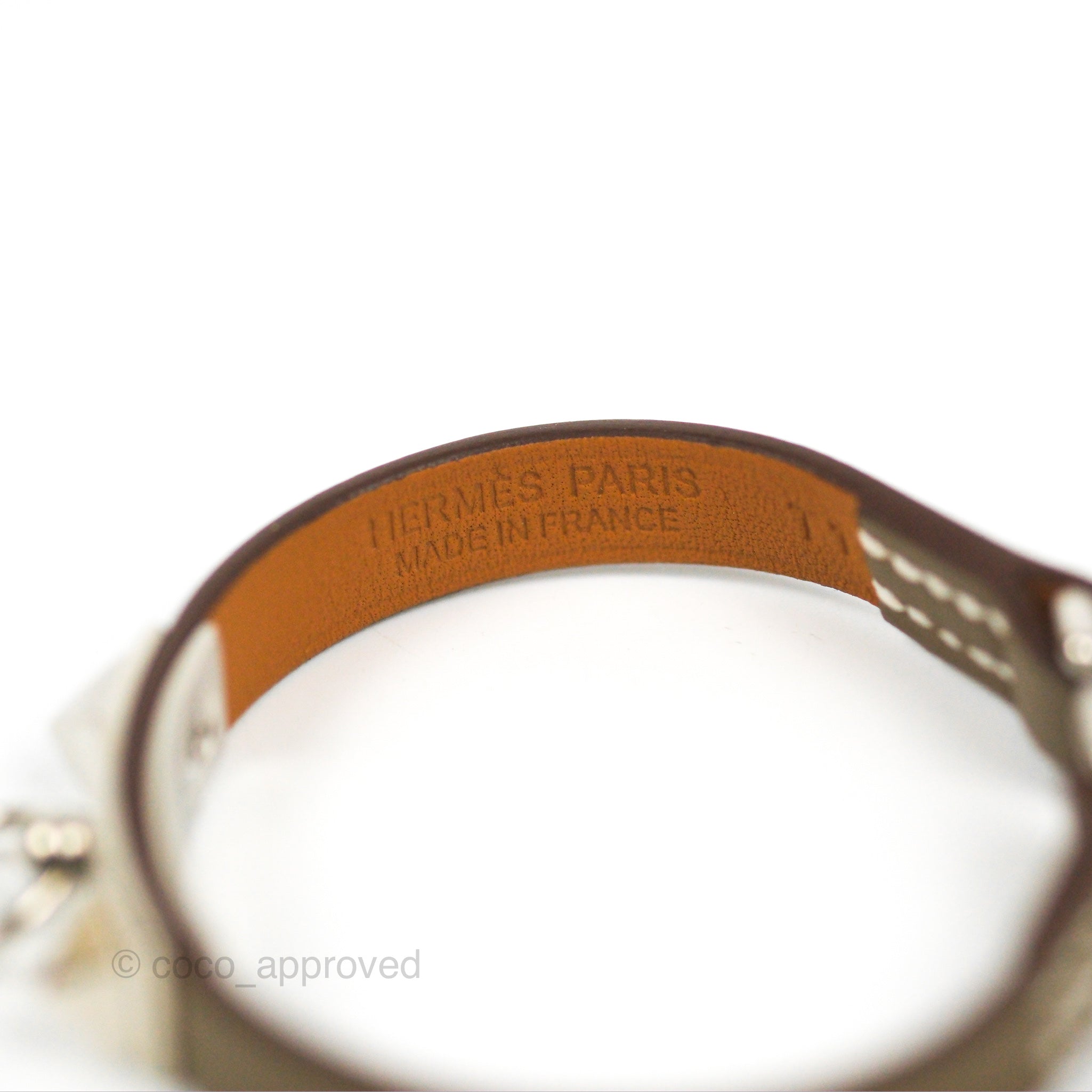 Hermès Rivale Mini Bracelet Etoupe Swift Palladium Hardware – Coco