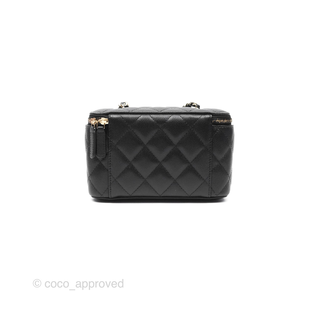 Chanel Vanity Rectangular With Chain Black Caviar Gold Hardware