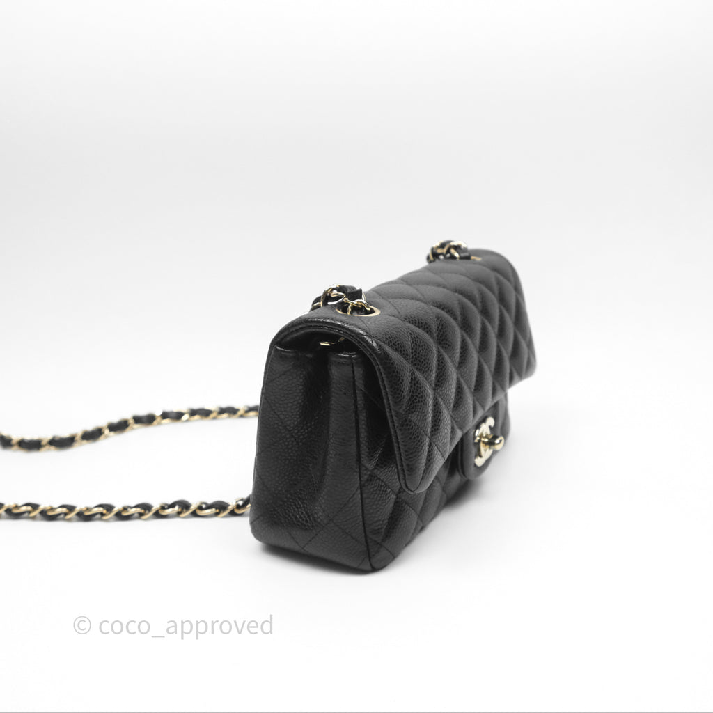 Chanel Quilted Mini Rectangular Black Caviar Gold Hardware