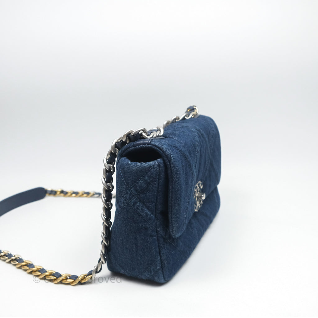 Chanel 19 Small Denim Fabric Mixed Hardware 22P