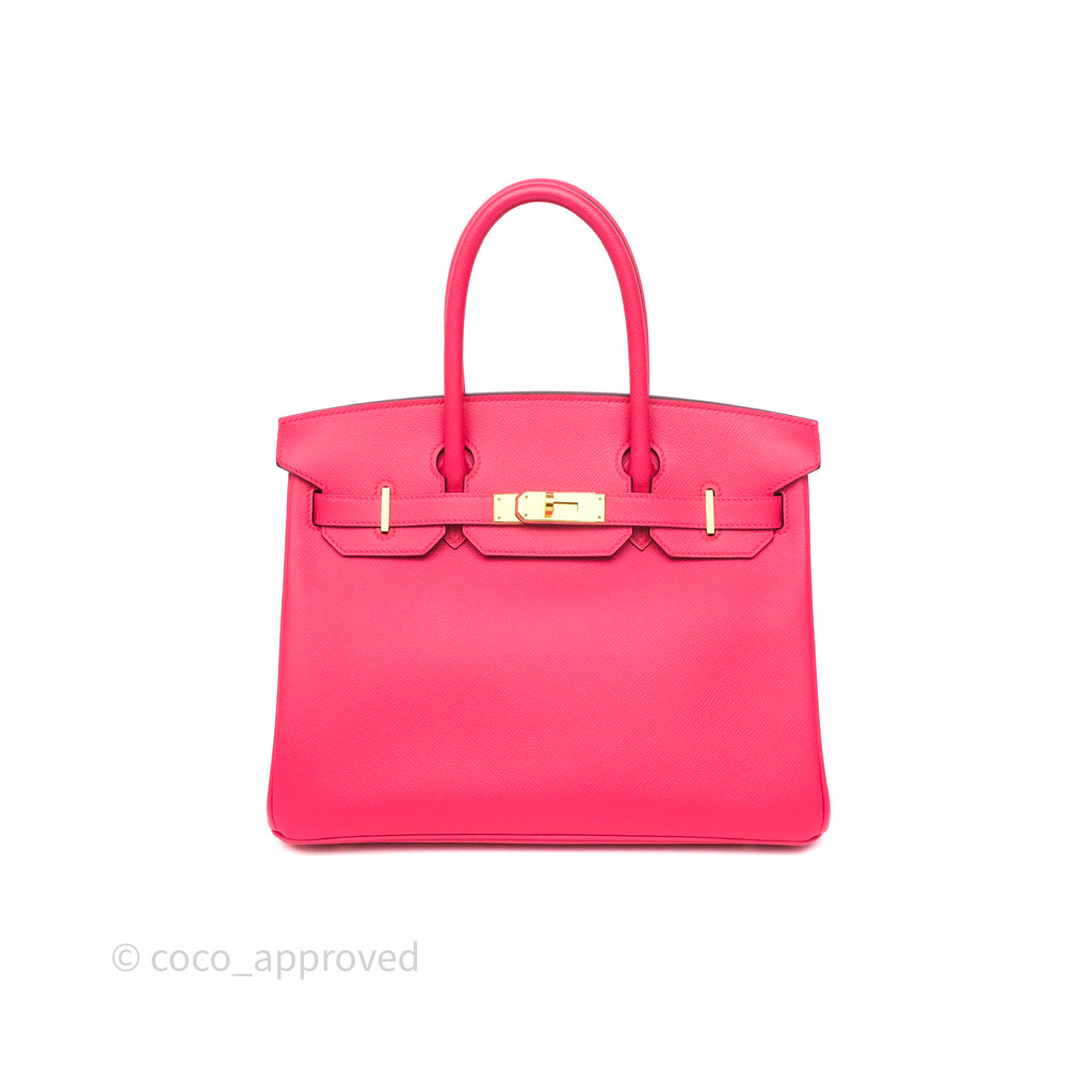 Hermès Birkin Retourne 30 Rose Extreme I6 Epsom Gold Hardware