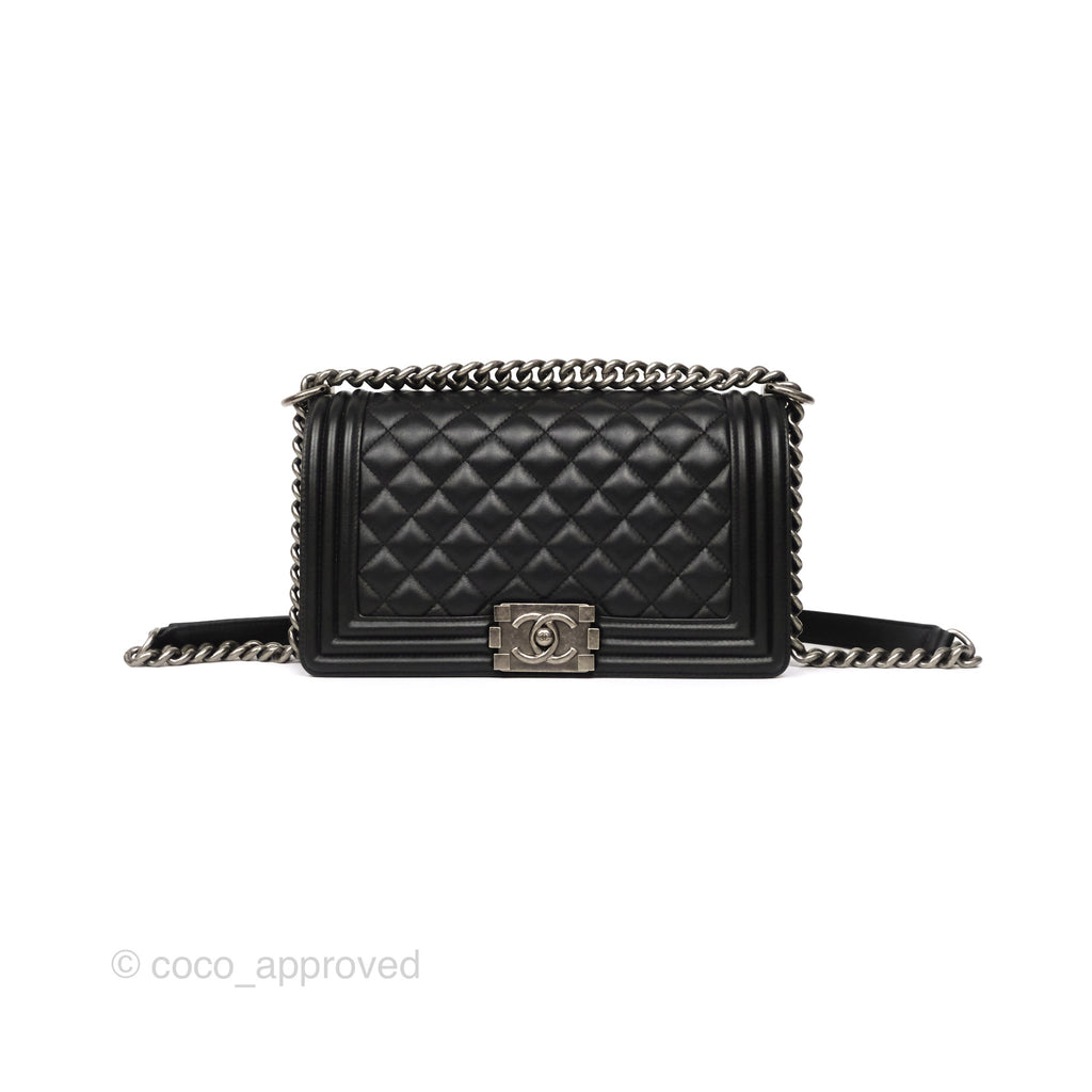 Chanel Medium Boy Quilted Black Calfskin Ruthenium Hardware