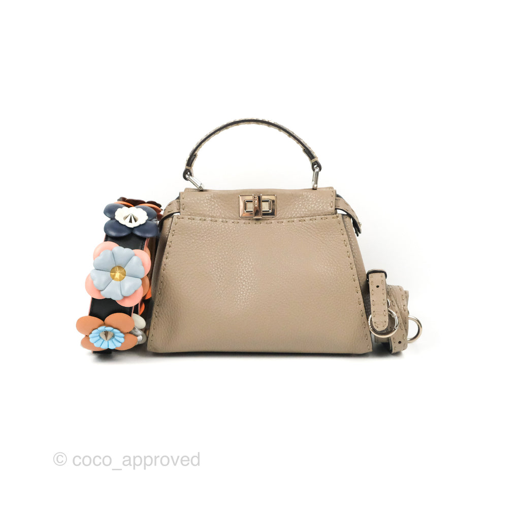 Fendi Mini Peekaboo Dove Grey Selleria Bag Cuoio Romano Python