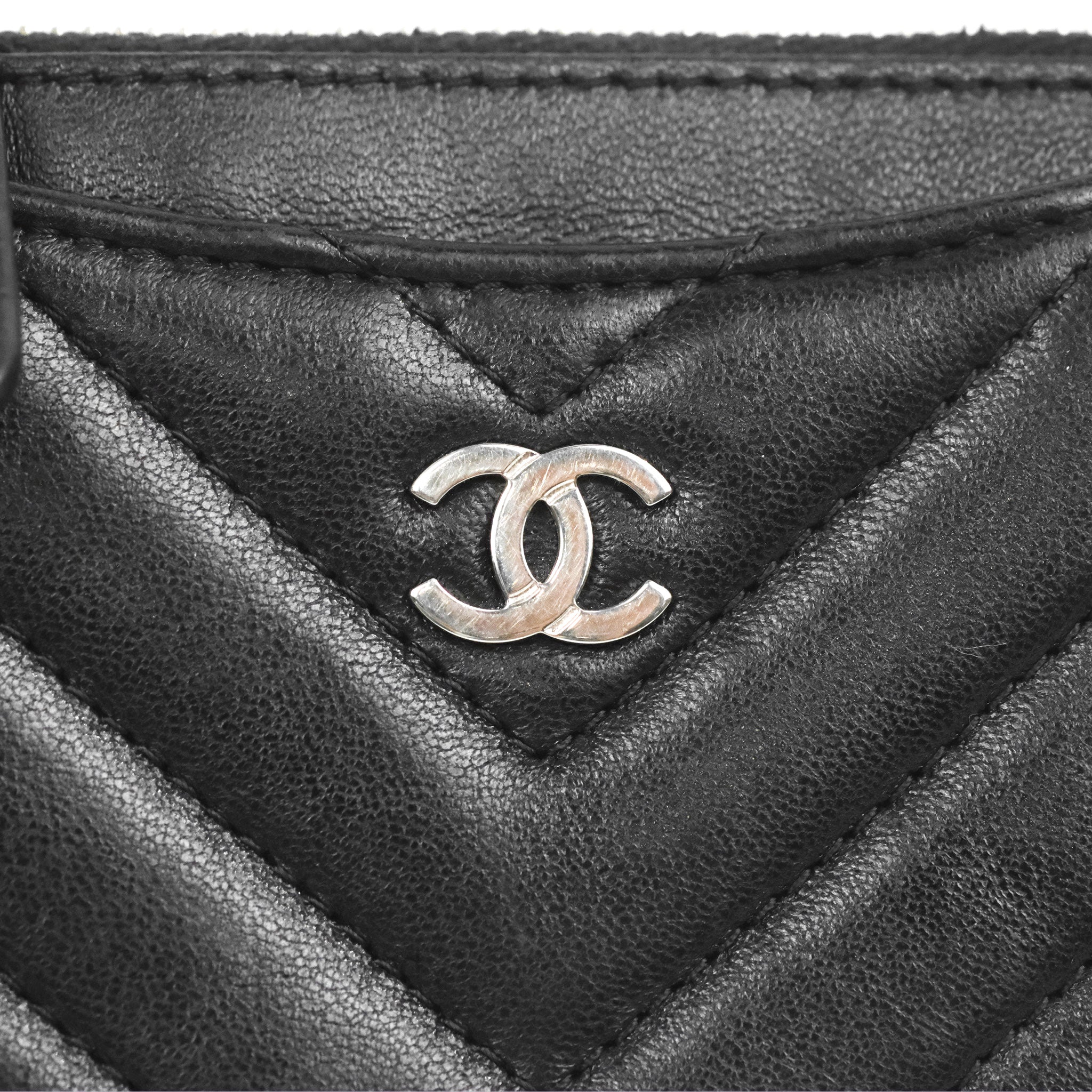 Chanel Paris-Hamburg CC Button Flap Card Case Chevron