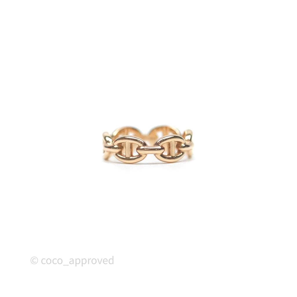 Hermès Chaine d'Ancre Enchainee Band Ring PM Rose Gold Size 50