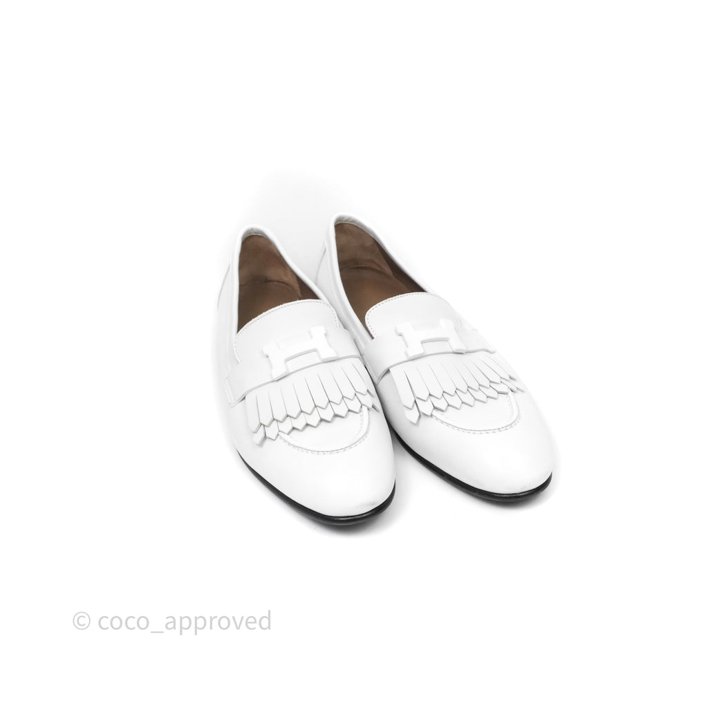Hermès Royal Loafers White Calfskin Size 38 – Coco Approved Studio