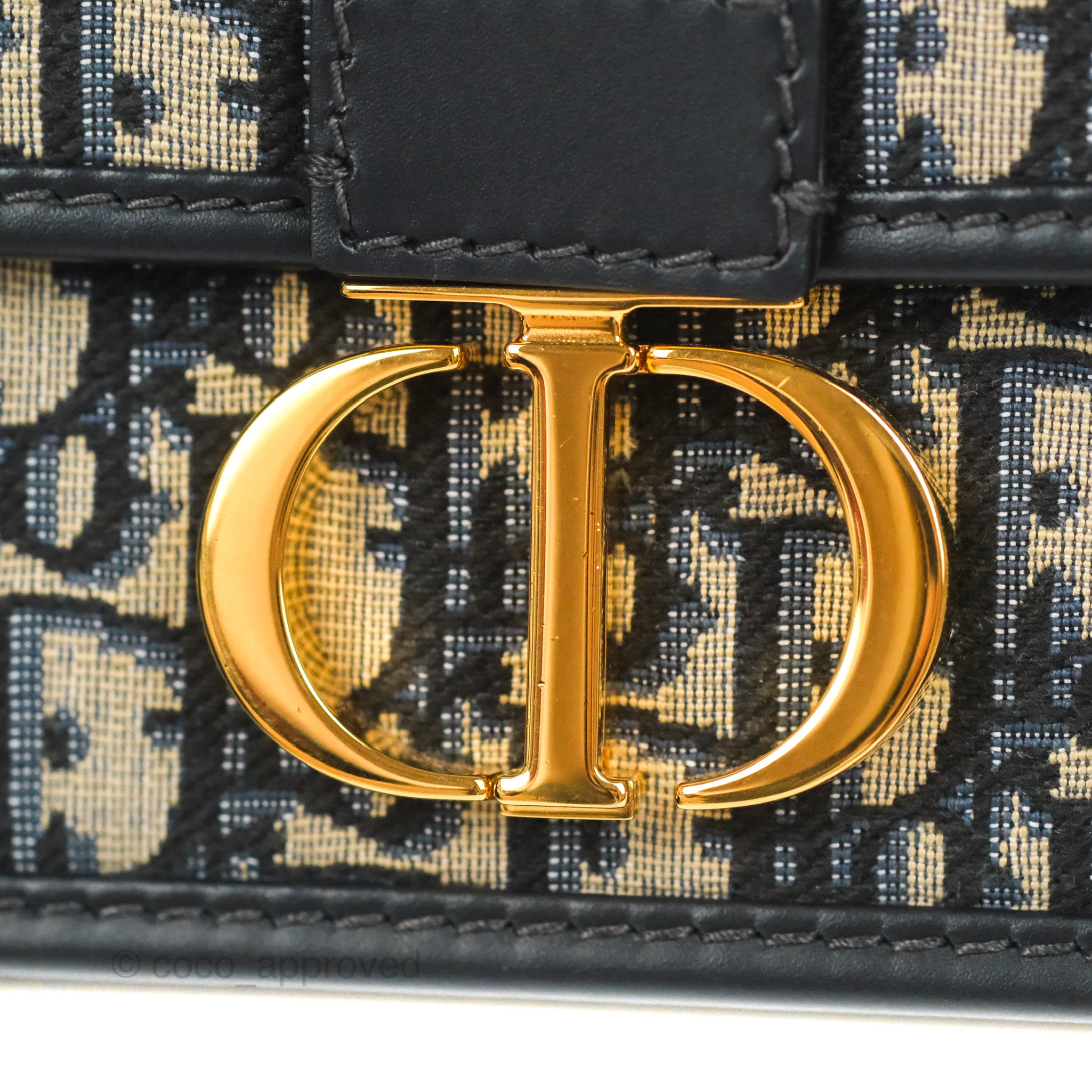 30 Montaigne East-West Bag with Chain Blue Dior Oblique Jacquard