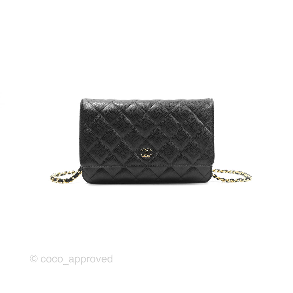 Chanel Quilted Classic Wallet On Chain WOC Black Caviar Gold Hardware