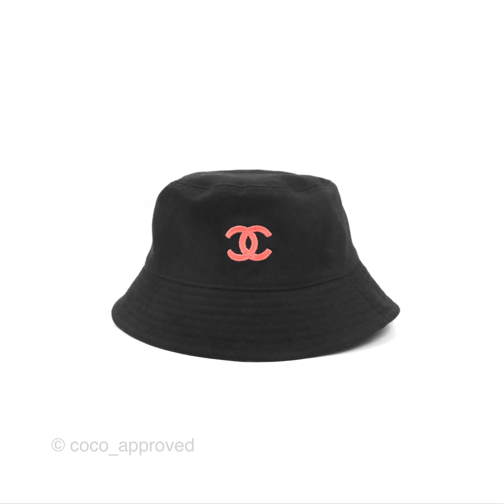 Chanel Pink CC Black Bucket Hat 23A