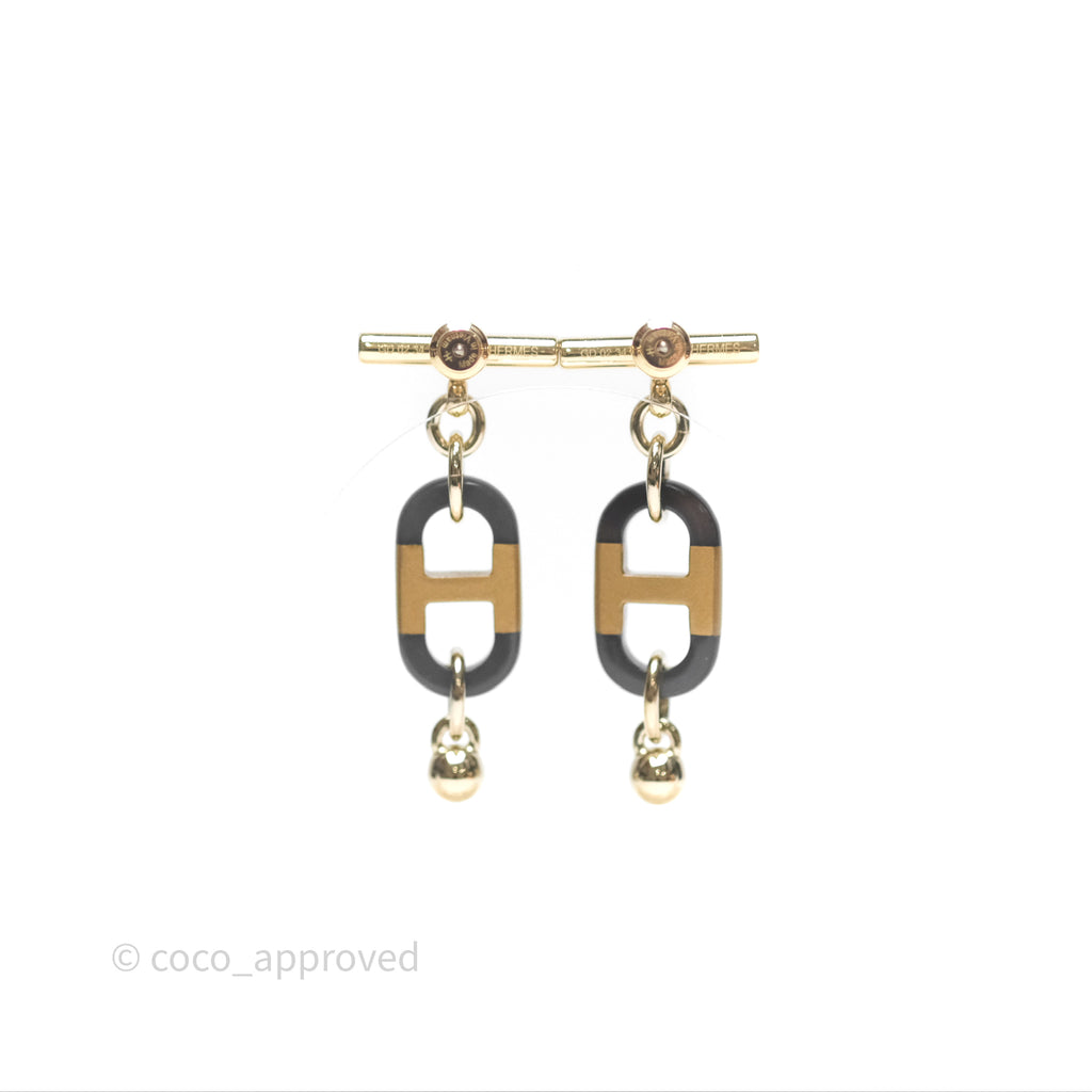 Hermès Sur Mer Earrings Small Model Black/ Gold Tone