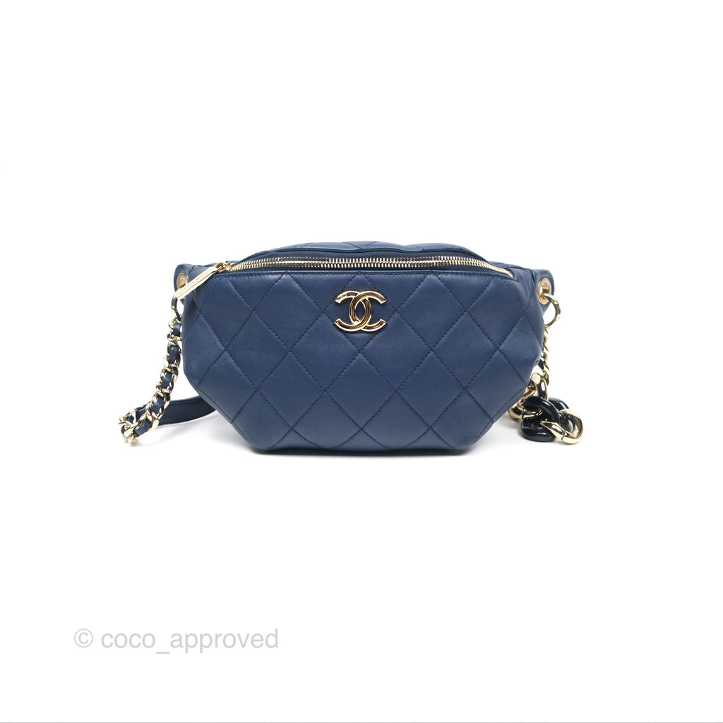 Chanel Resin Bi-Color Chain Belt Bag Navy Lambskin Gold Hardware