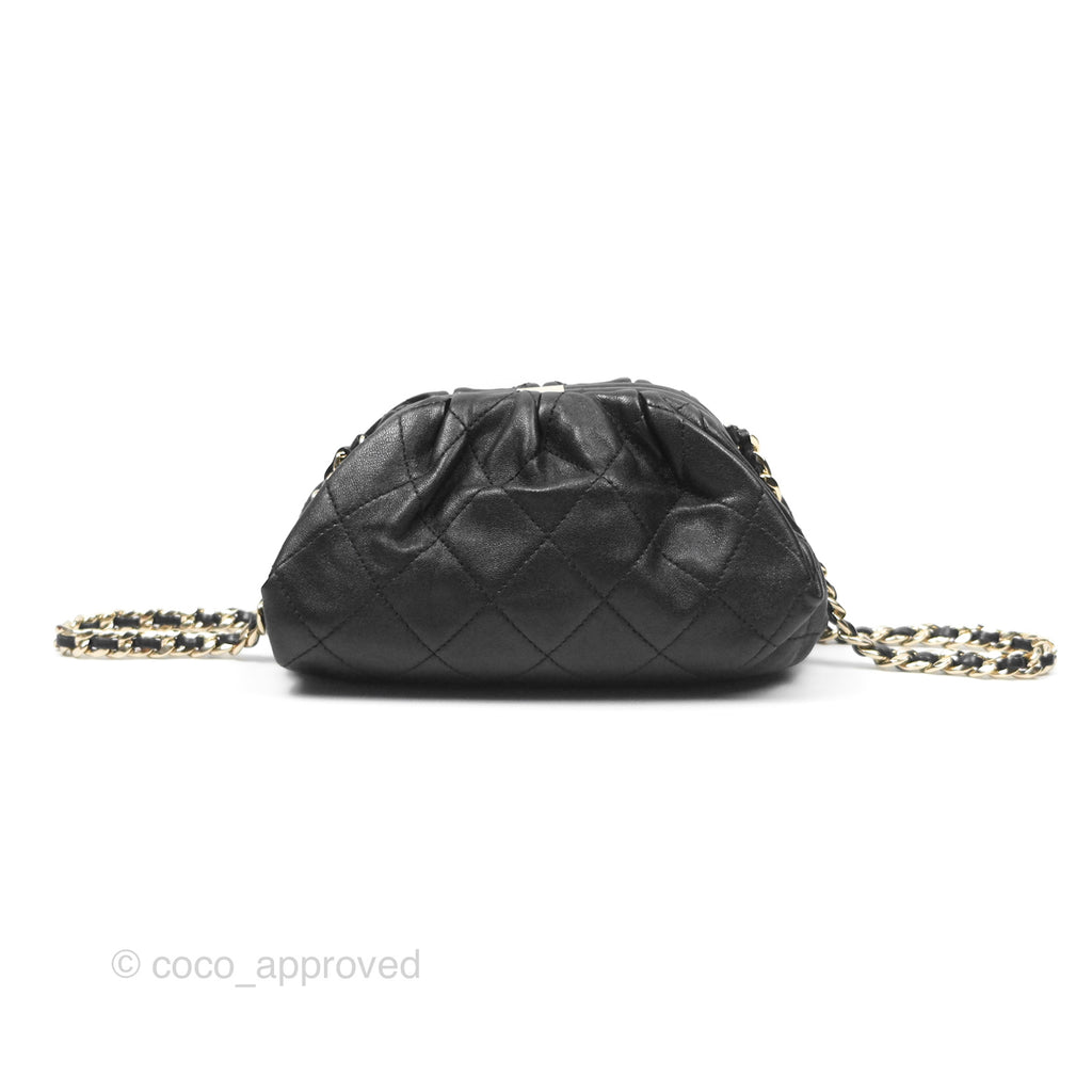 Chanel Quilted Clutch with Chain Black Lambskin Gold Hardware 