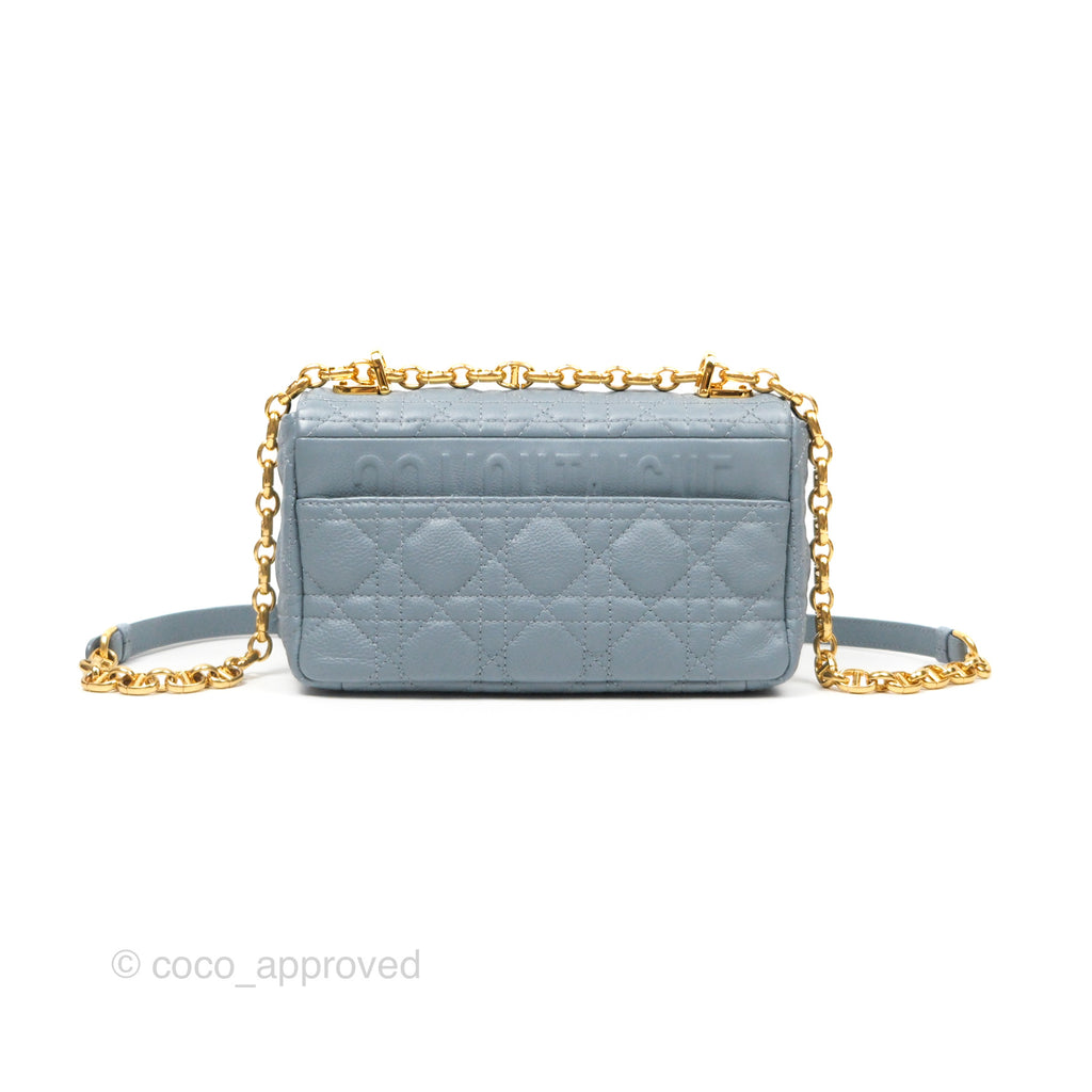 Dior Small Caro Bag Blue Supple Cannage Calfskin