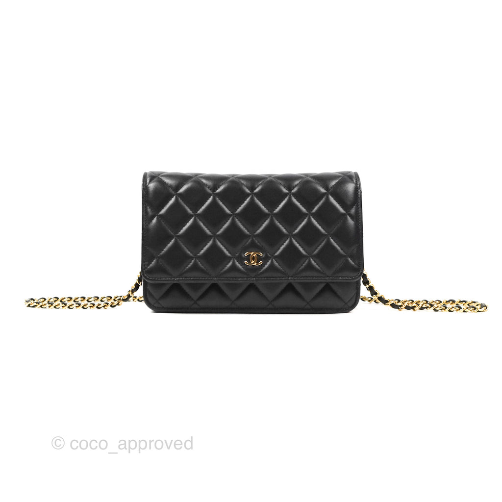 Chanel Classic Quilted Wallet on Chain WOC Black Lambskin Gold Hardware