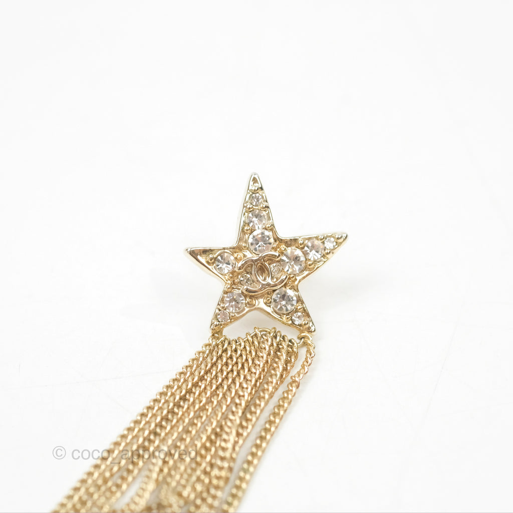 Chanel CC Crystal Star Drop Earrings Gold Tone 17A Chanel CC Crystal Star Drop Earrings Gold Tone 17A 