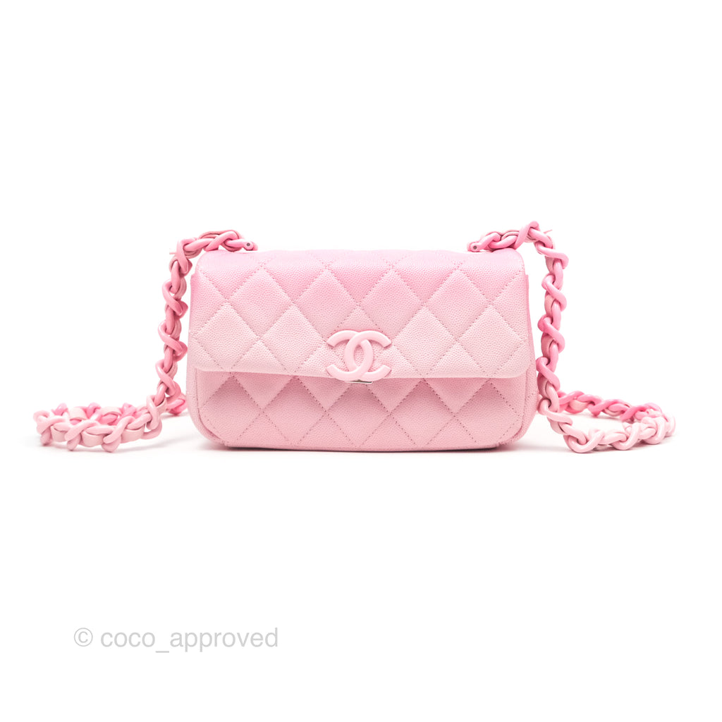 Chanel Mini Flap Bag Pink Ombre Caviar Lacquered Metal Hardware 24C