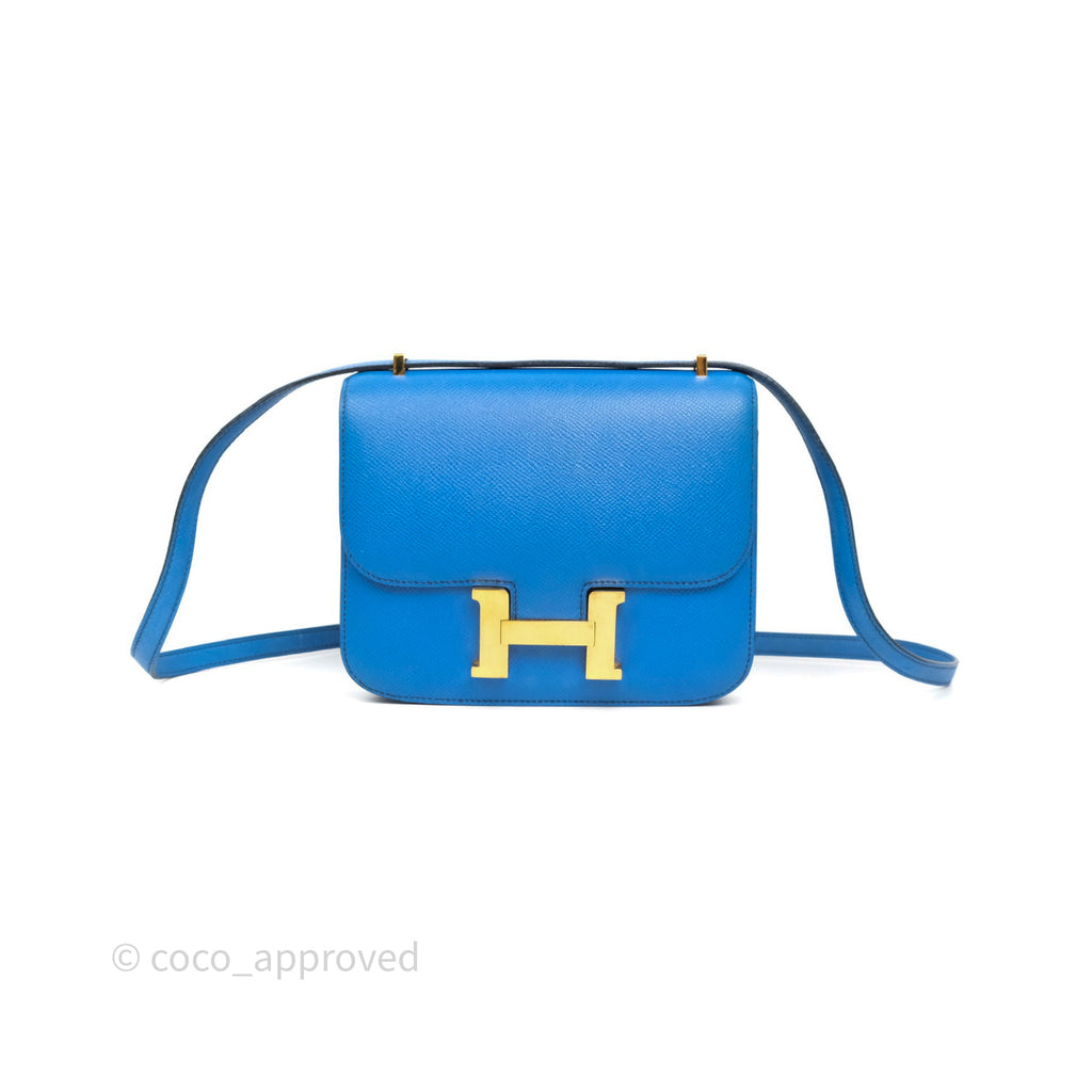 Hermès Constance Mini 18cm Bleu Izmir 7W Epsom Gold Hardware