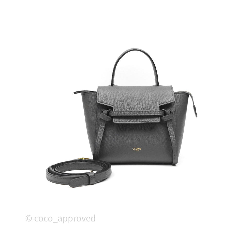 Celine Pico Belt Bag Grey Grained Calfskin Gold Hardware