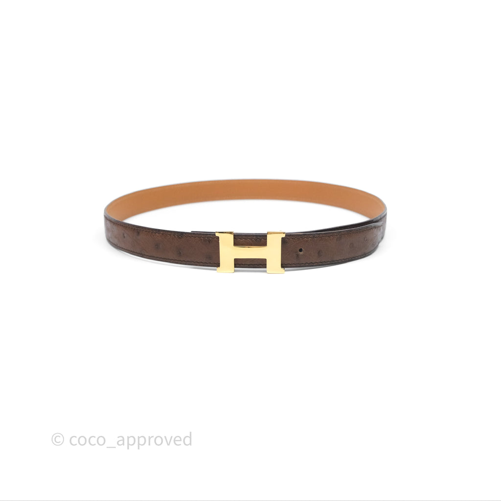Hermès H Belt Buckle Ostrich Leather Brown Size 80