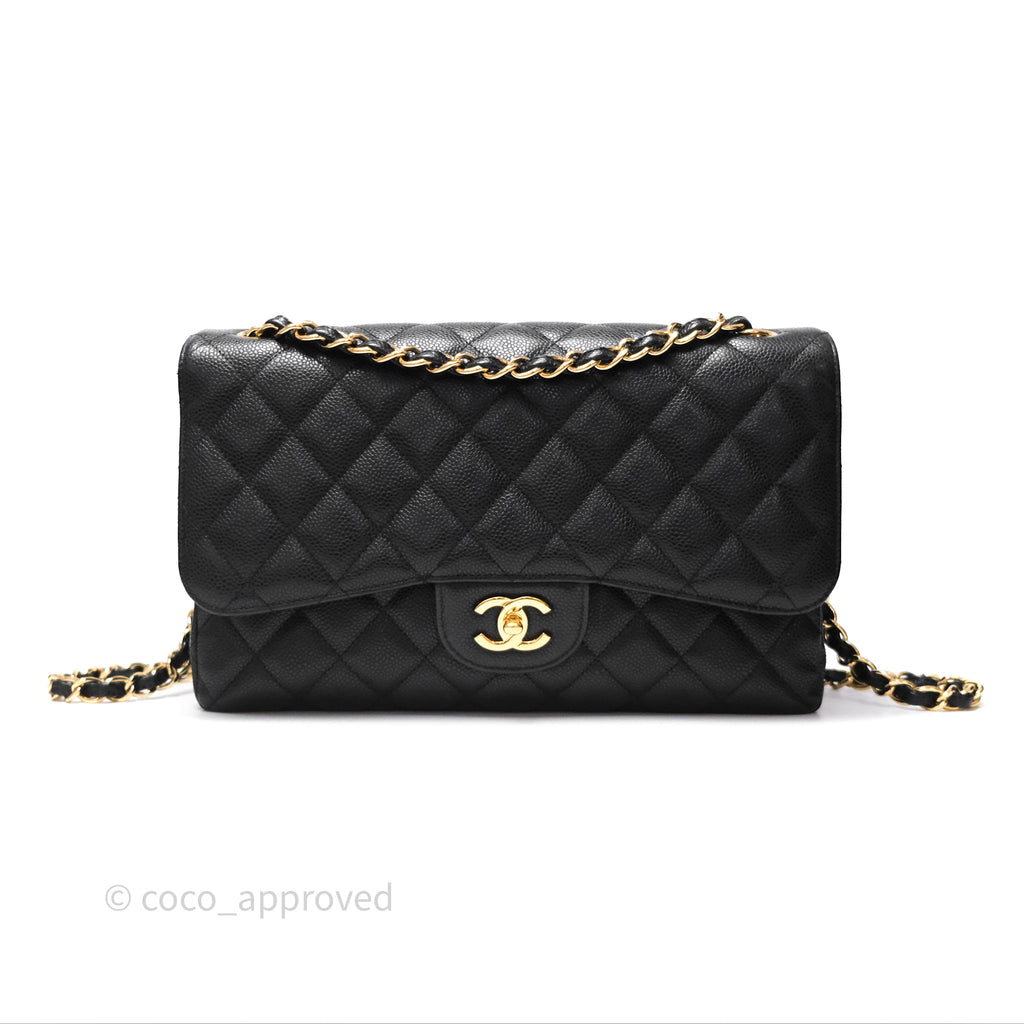 Chanel Jumbo Double Flap Black Caviar Gold Hardware